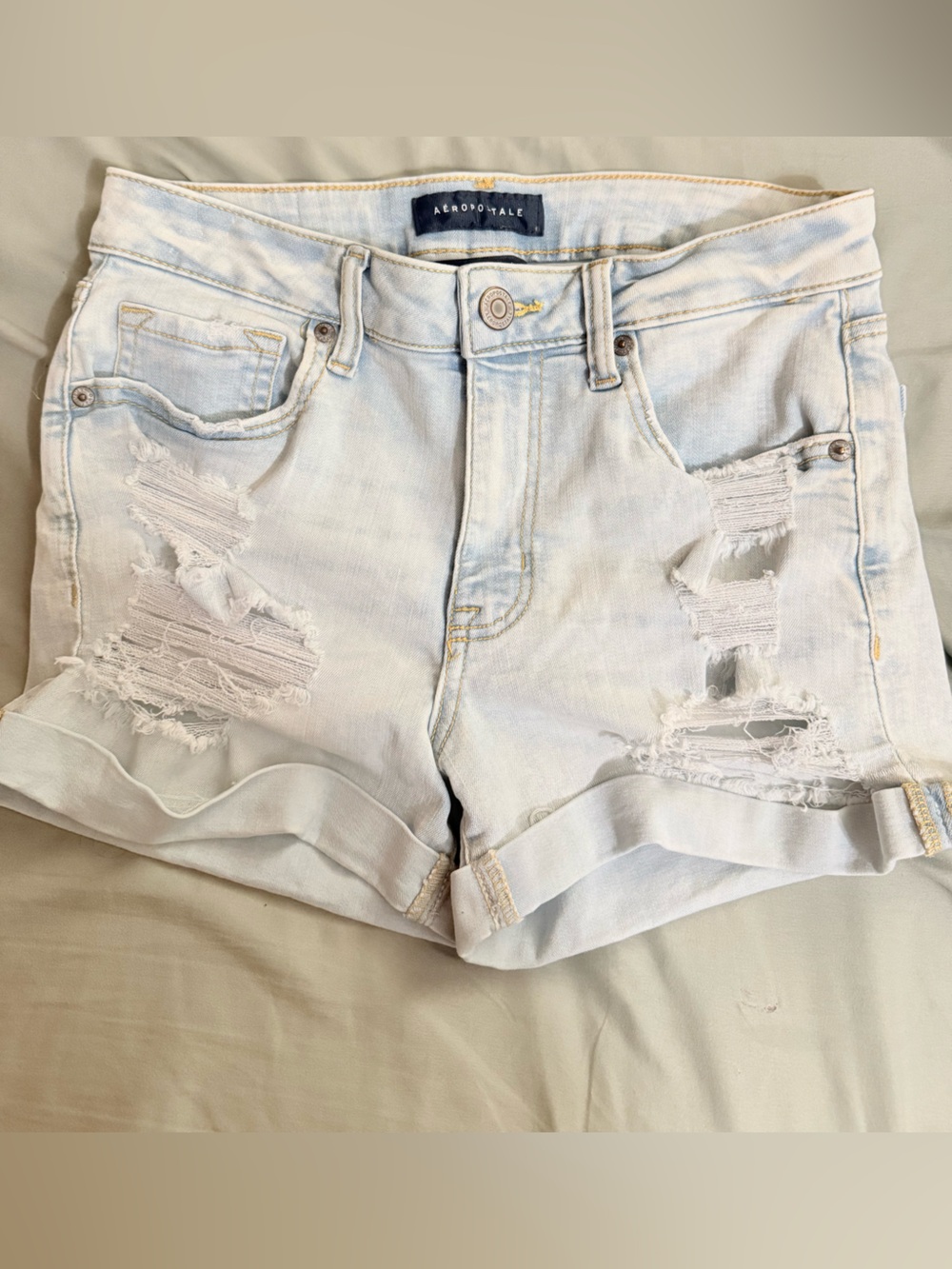 Aeropostale Light Blue Distressed Boyfriend Jean Shorts